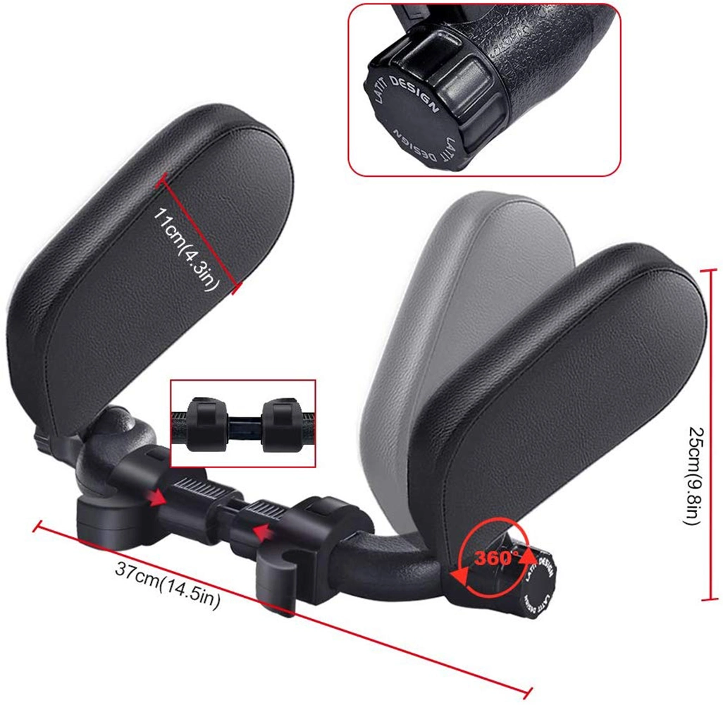 Car Seat Headrest Pillow Car Travel Headrest Adjustable PU Leather Head Neck Pillow Headrest for Travel Sleep Neck Support Esg12965